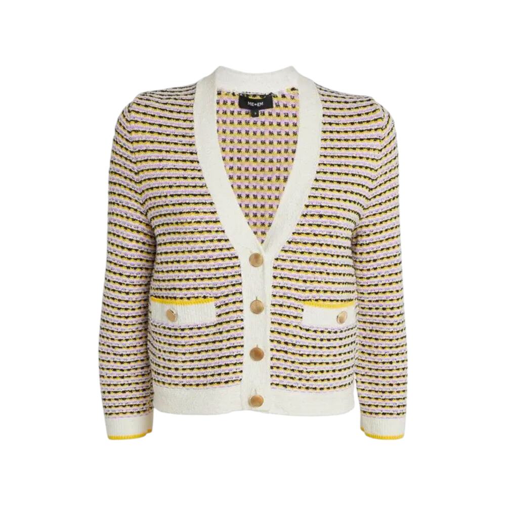ME+EM Summer Jacquard 3/4 Sleeve Jacket in Cream Multi S